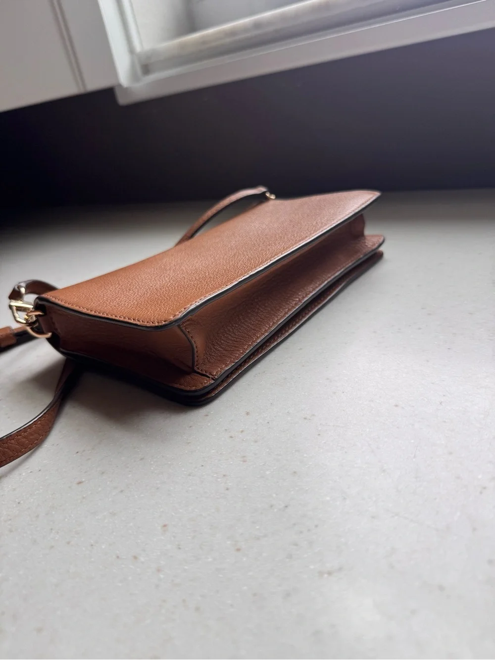 Tory Burch Cognac Pebbled Leather Crossbody Bag